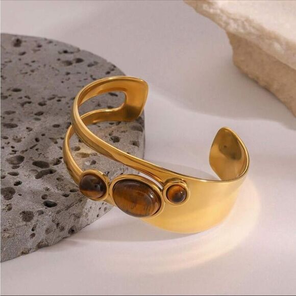 Gold and Brown Bracelet N914 - Picture 1 of 5